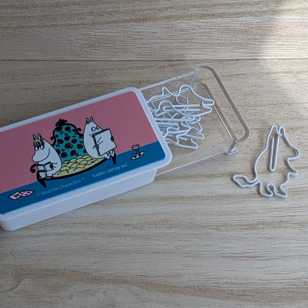 Moomin Shape Paper Clips With Case Holder, New In Packaging